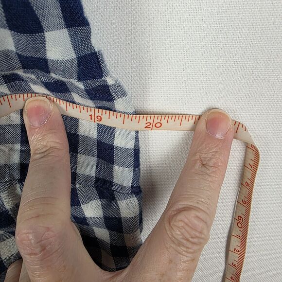 J. Jill Navy & White Gingham Button Back Long Sleeve Top Extra Small Fall Plaid - Picture 6 of 7